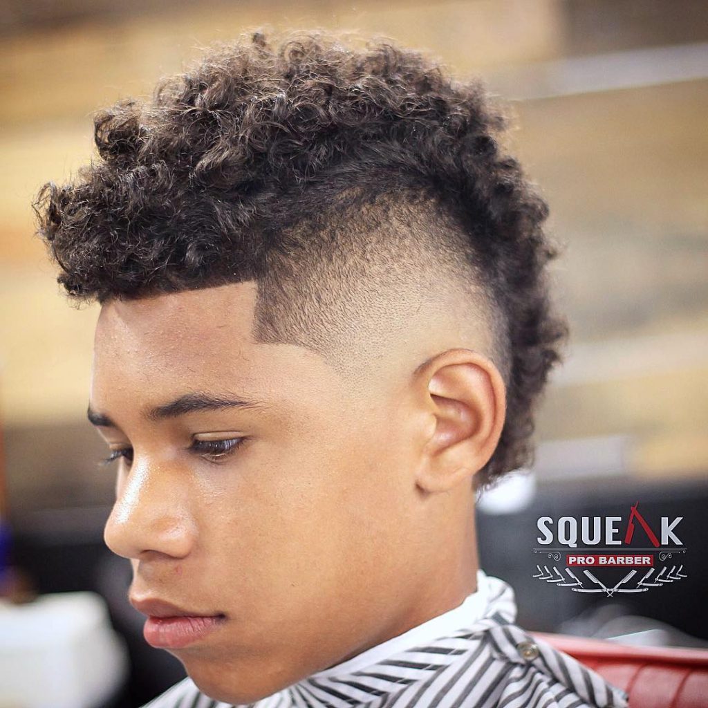 Curly mohawk fade haircut for Black boys