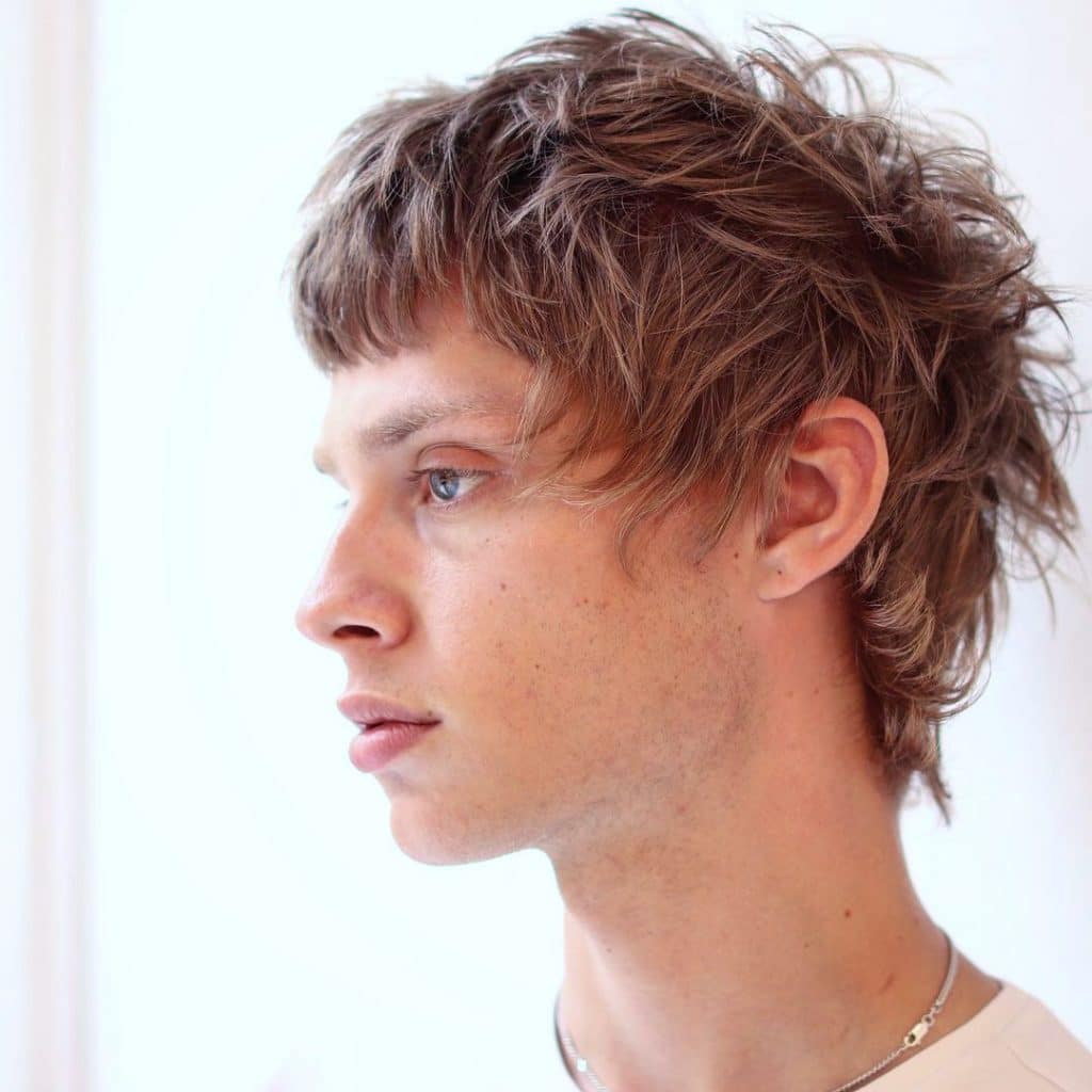 Image of Short textured shag haircut male