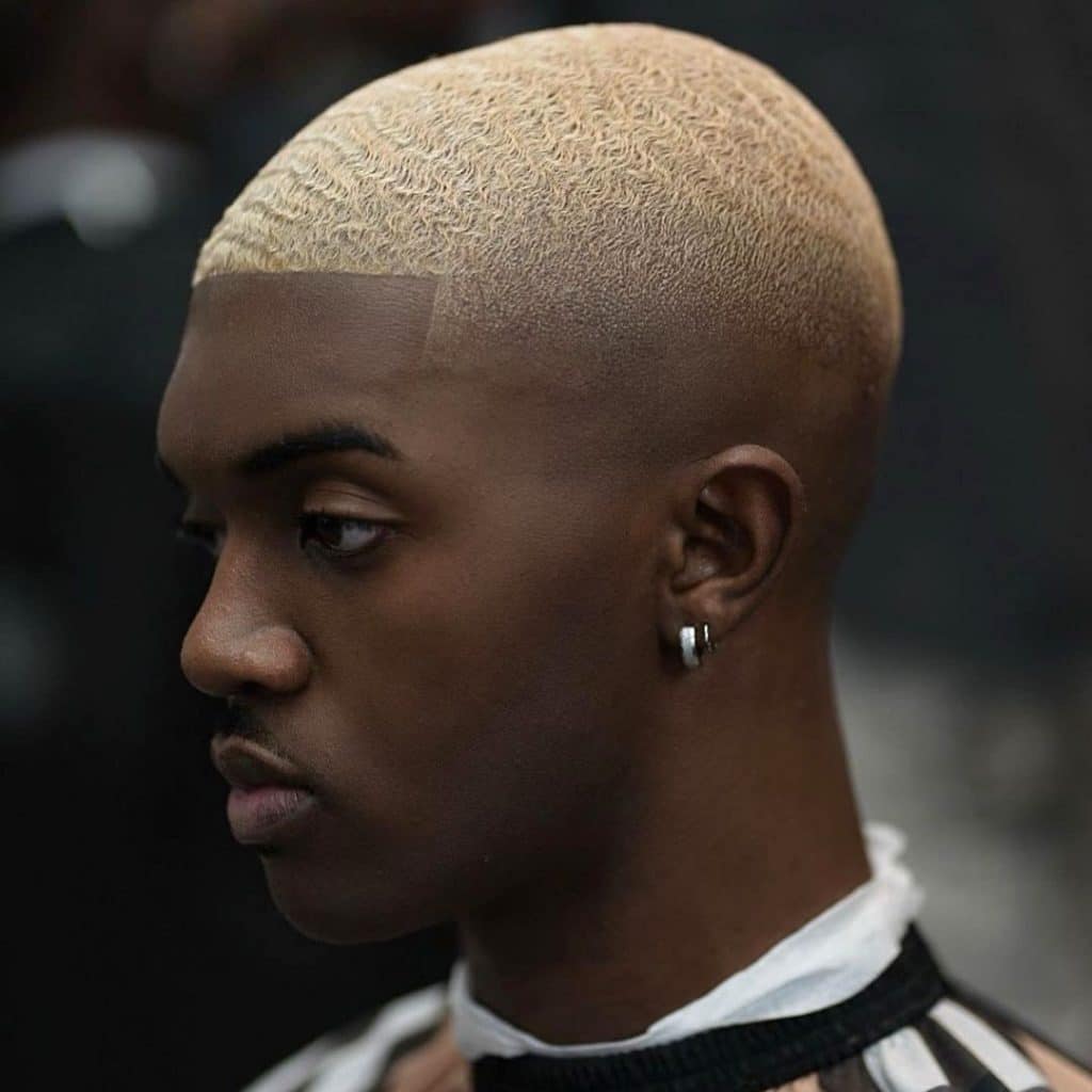 Mid-high fade haircut Blonde hair for Black men