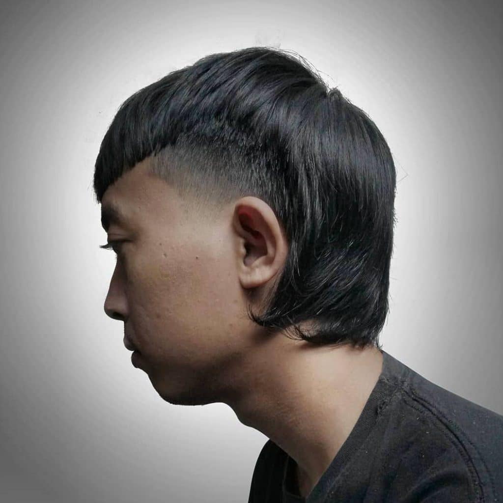 Temp fade mullet para hombres asiáticos