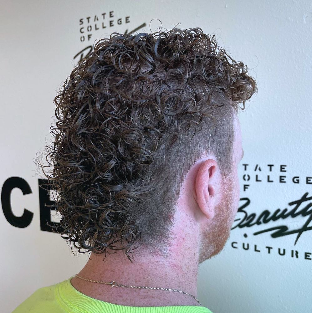 Permed mullet with fade