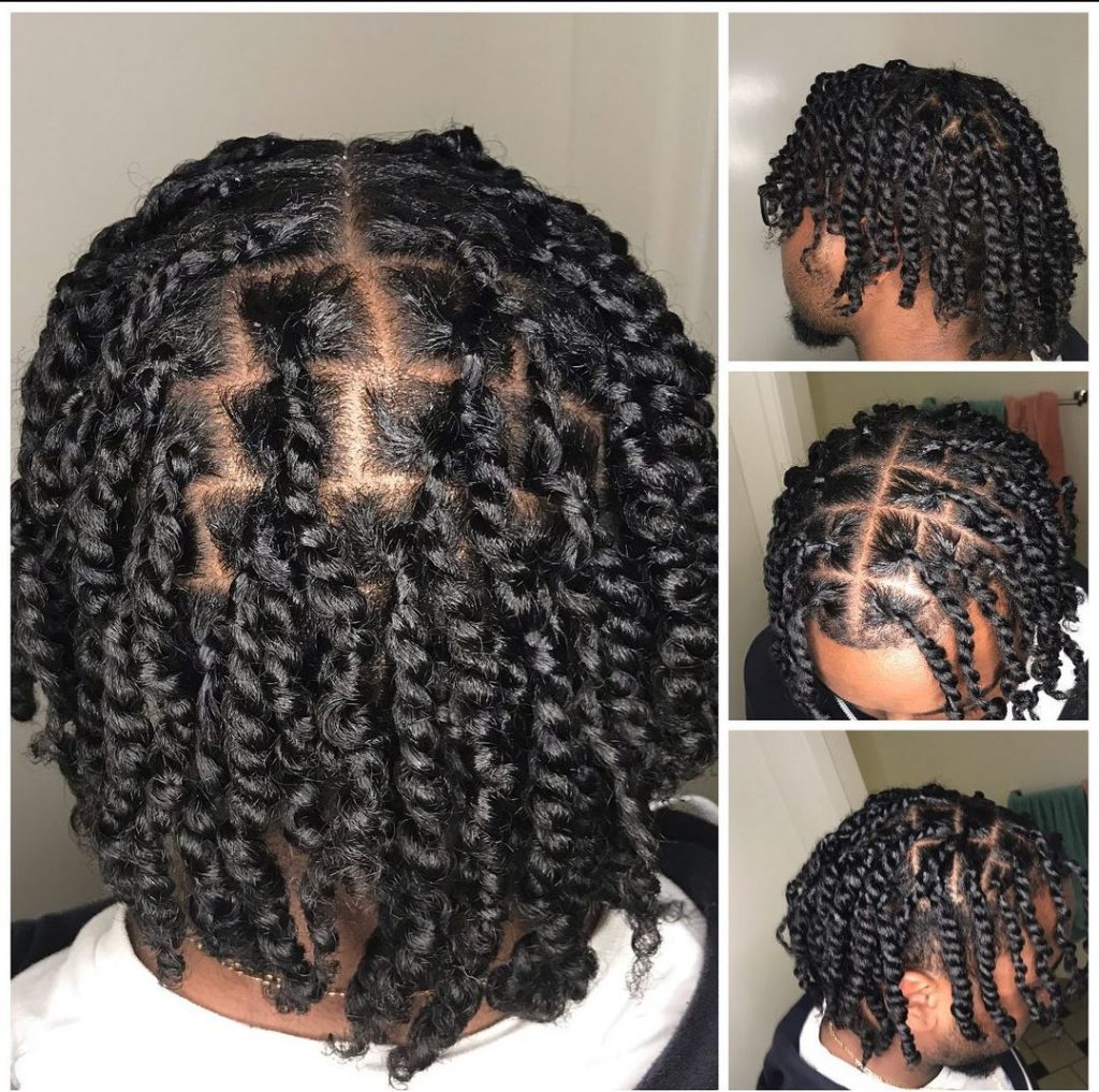 Low fade twist out hair men
