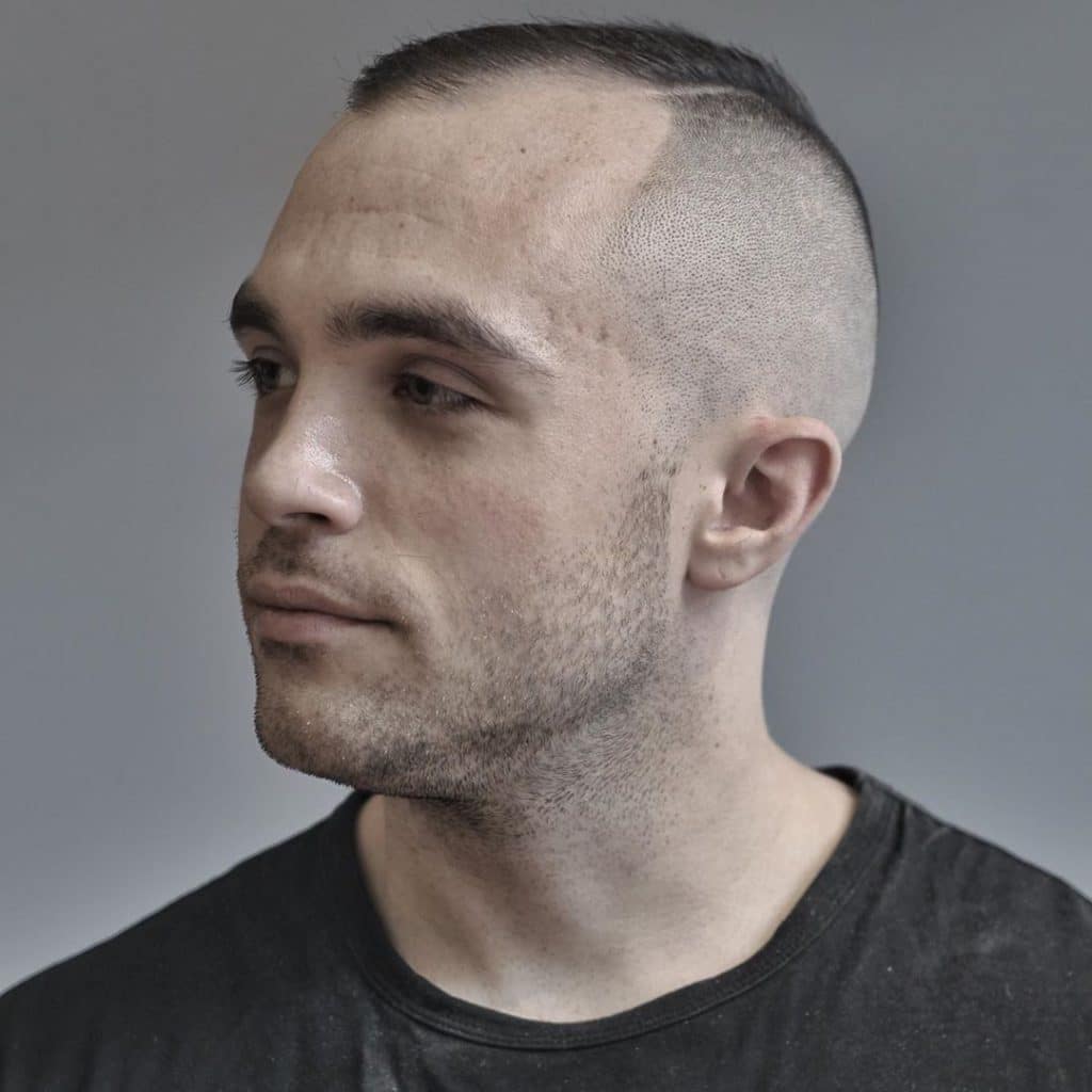 Cool buzz cut for balding men