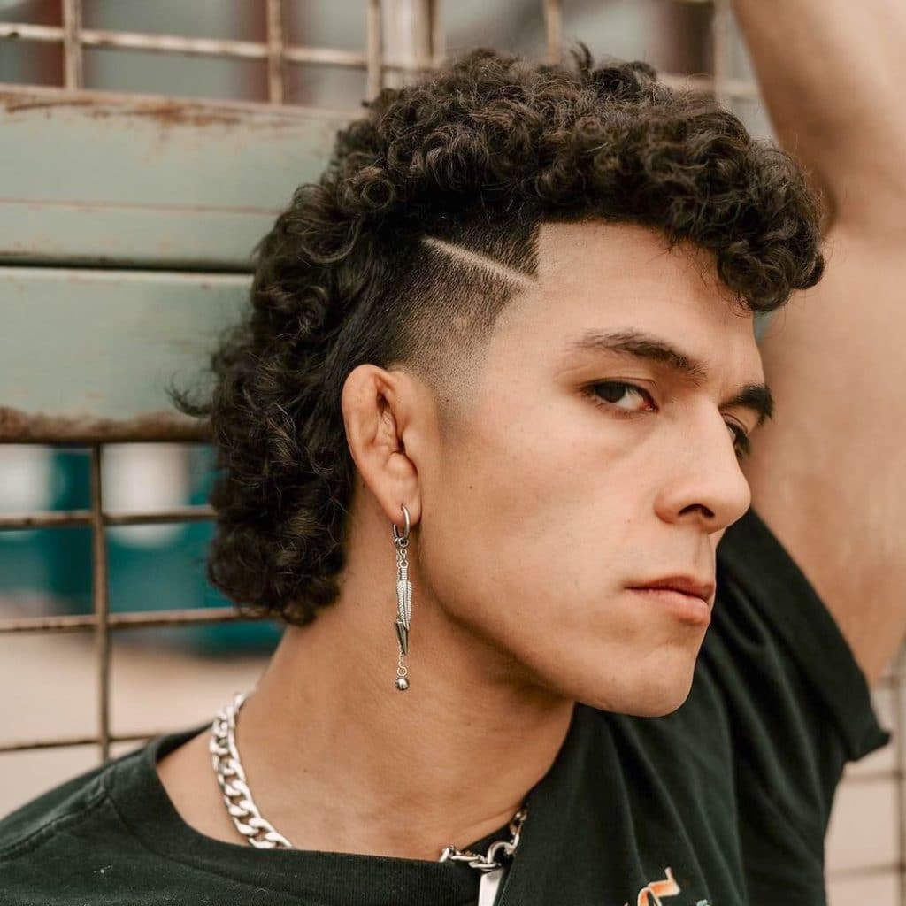 90s curly mullet for men 