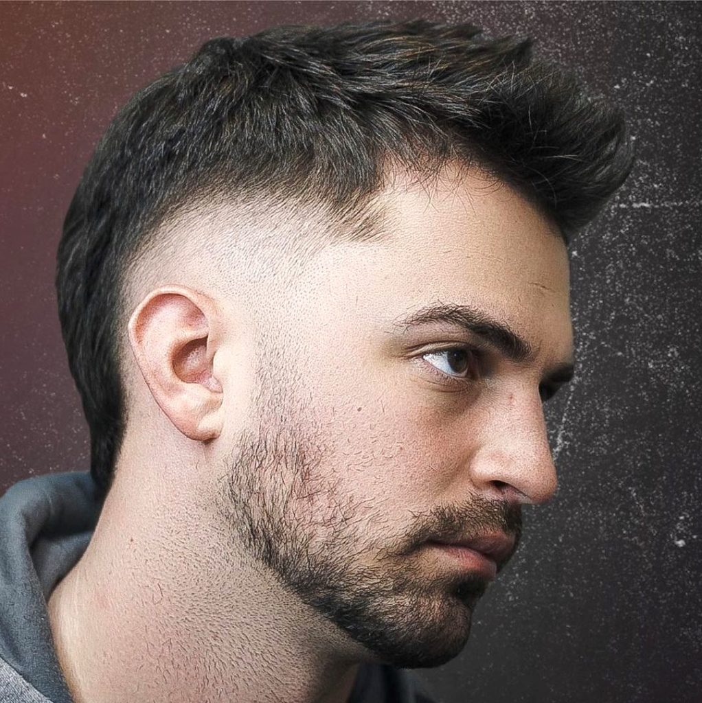 Fohawk hairstyle with burst fade haircut