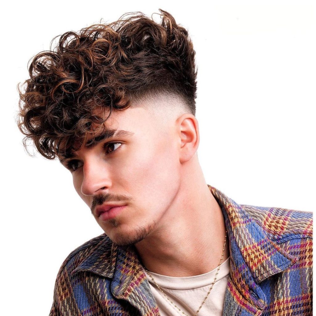 Curly hair + low fade hairstyle men