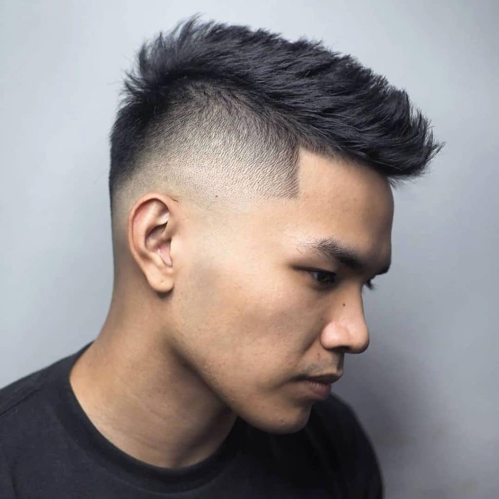 Drop fade mohawk with fohawk hairstyle
