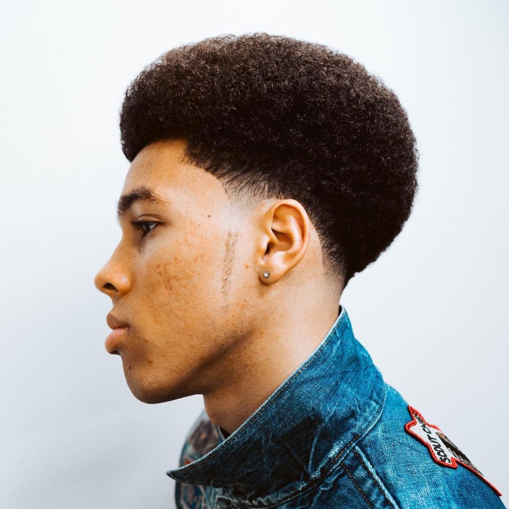 Afro with taper fade for Black men