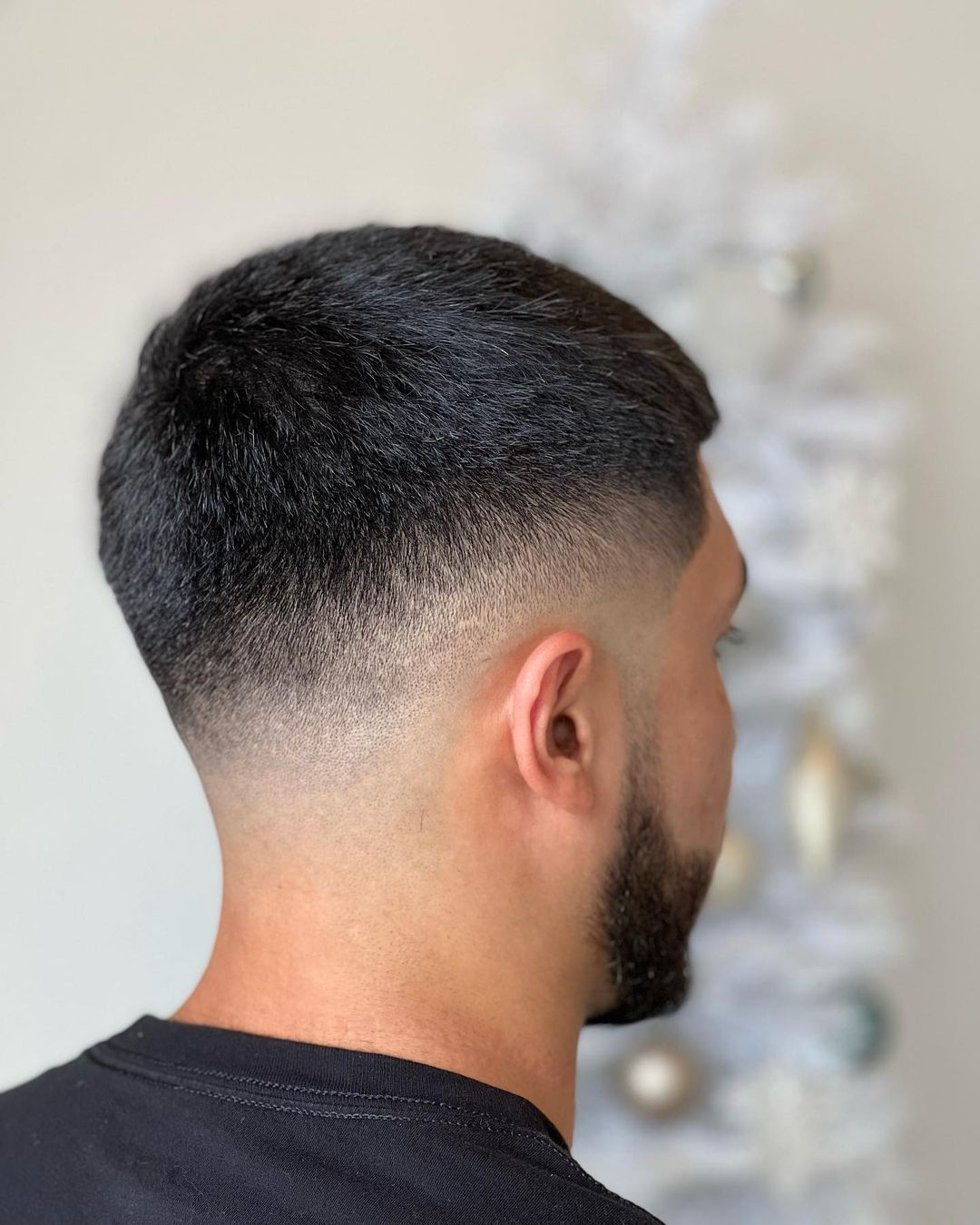 Medium-high fade haircut