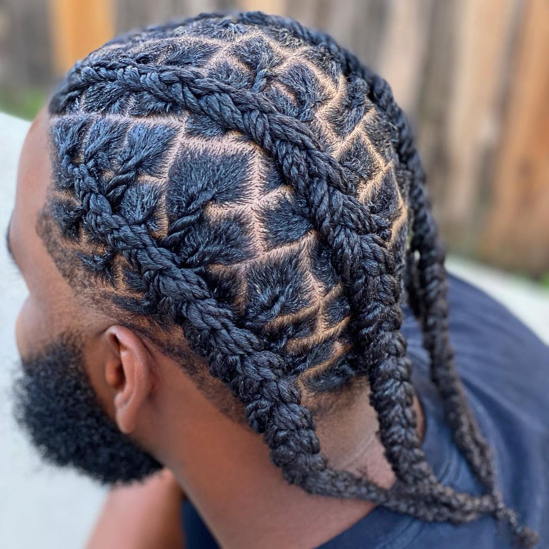 Box braid twist French braid styles for Black men